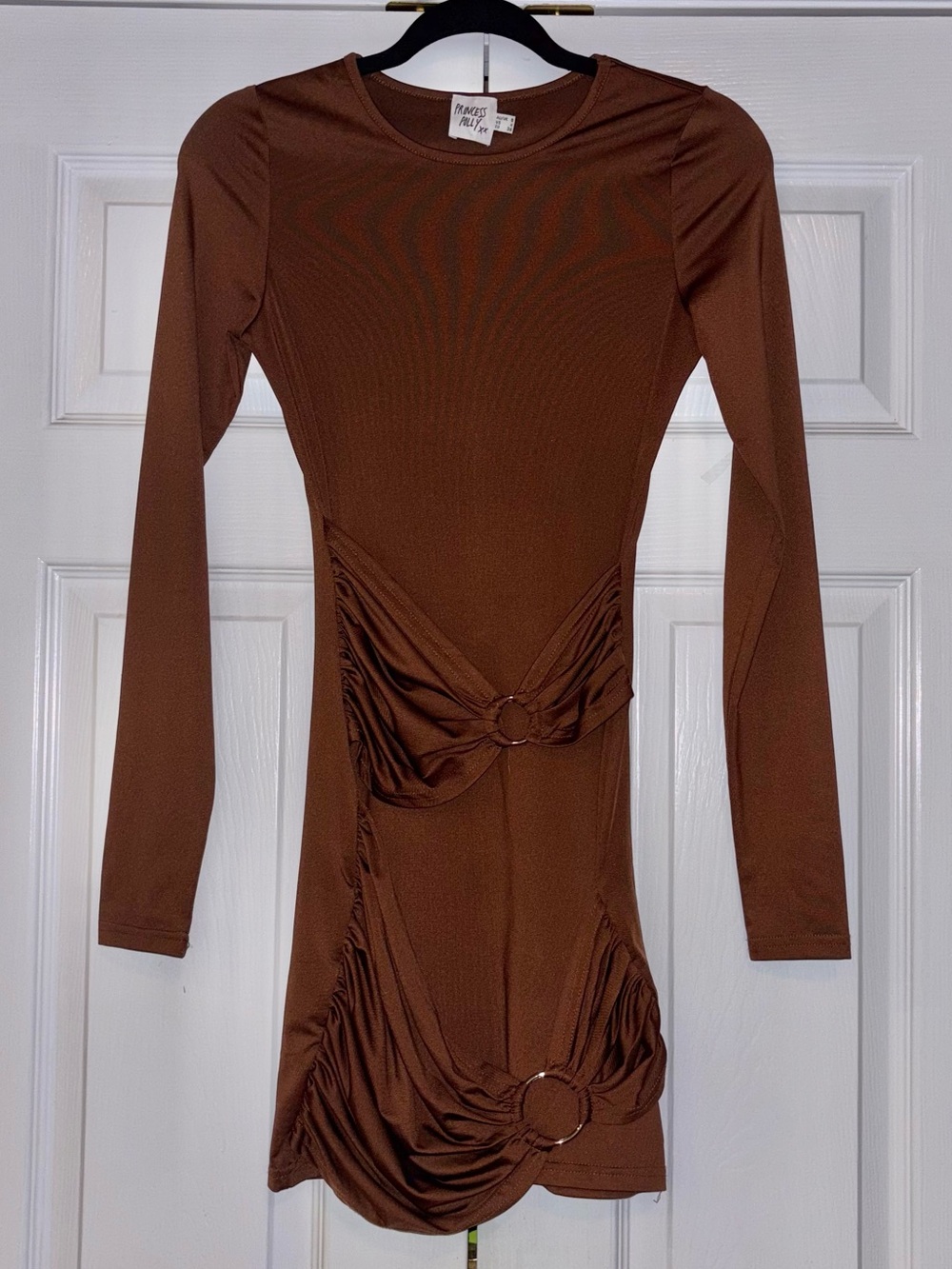 Princess Polly Long Sleeve Dress with Gold Size 4